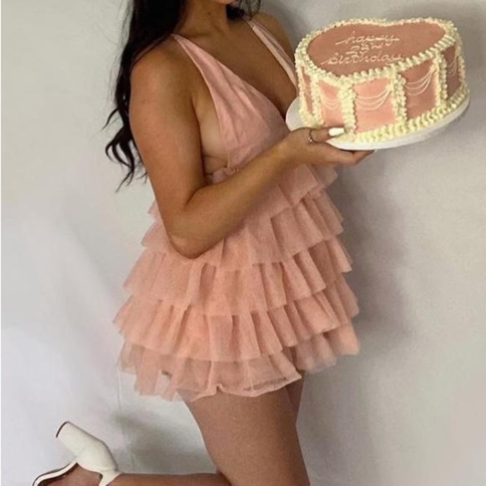 Beginning Boutique pink ruffle dress